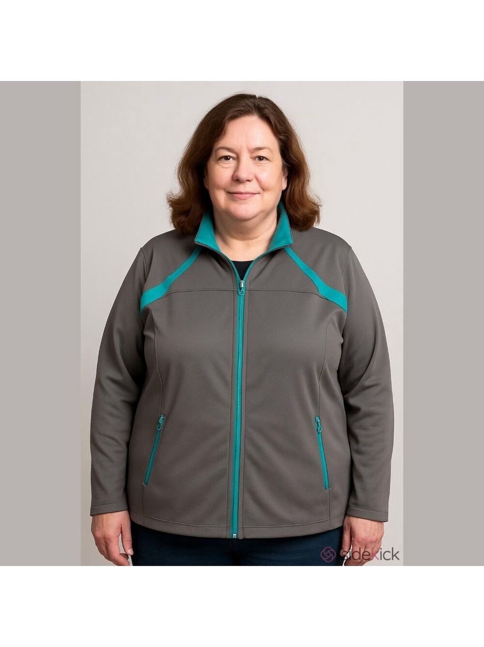 Women's RBX Full Zip Activewear Jacket XL Gray Teal